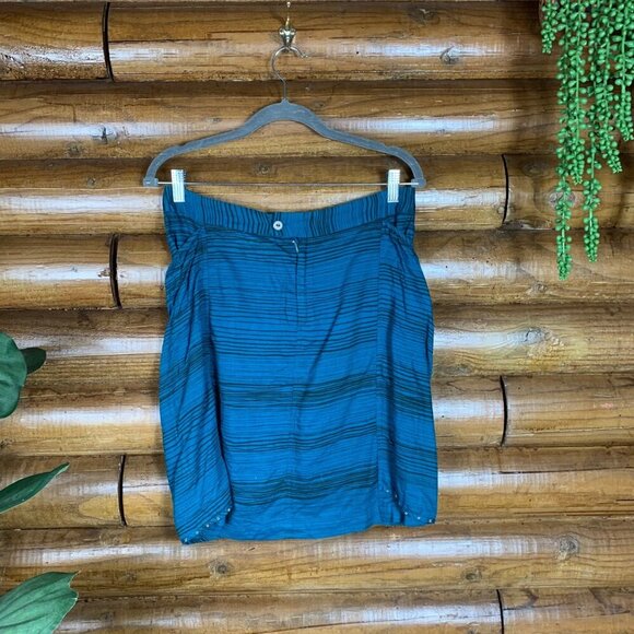 Anthropologie Odille Women's 8 10 Teal Striped Tulip Skirt Draped Boho Artsy - Picture 6 of 6